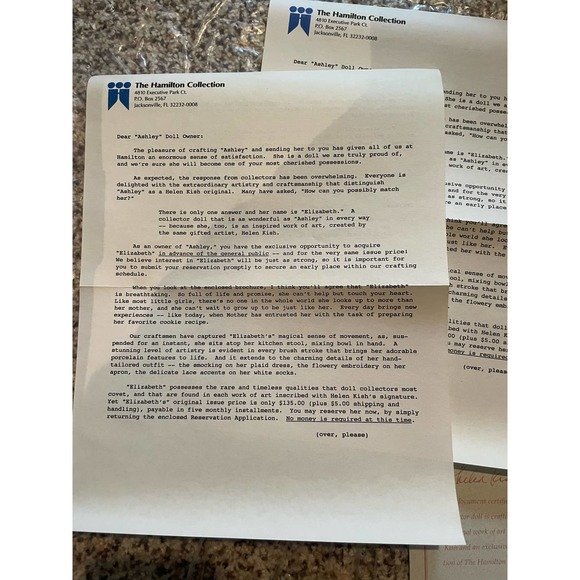 Hamilton Heritage Porcelain Doll- Ashley - Picture 6 of 8